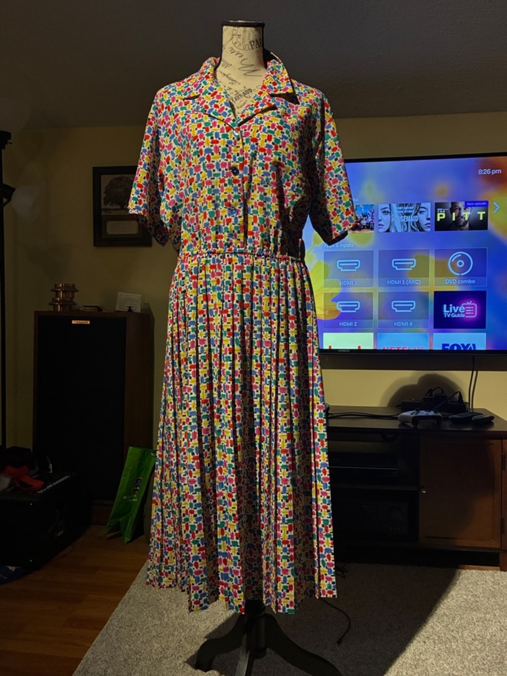 Multicolor Vintage-like Short-Sleeve